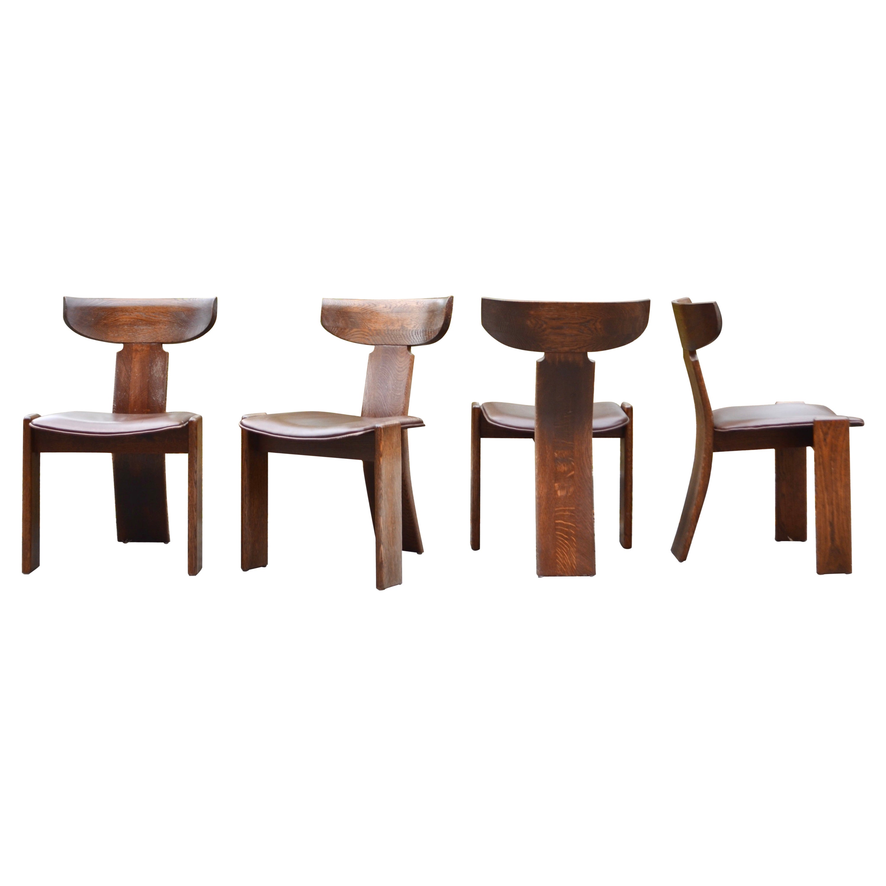 LSS Purist Brutalist Monk Dining Chair Set of 4 in the Manner of Tobia Scarpa