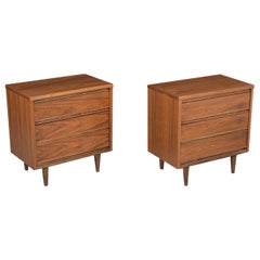 Pair of Mid-Century Modern Walnut Nightstands