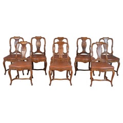 Set of 8 French 19th Century Empire Style Walnut Dining Chairs