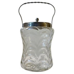 Antikes Biskuit- oder Milchkännchengefäß aus optischem Glas von Holmegaard
