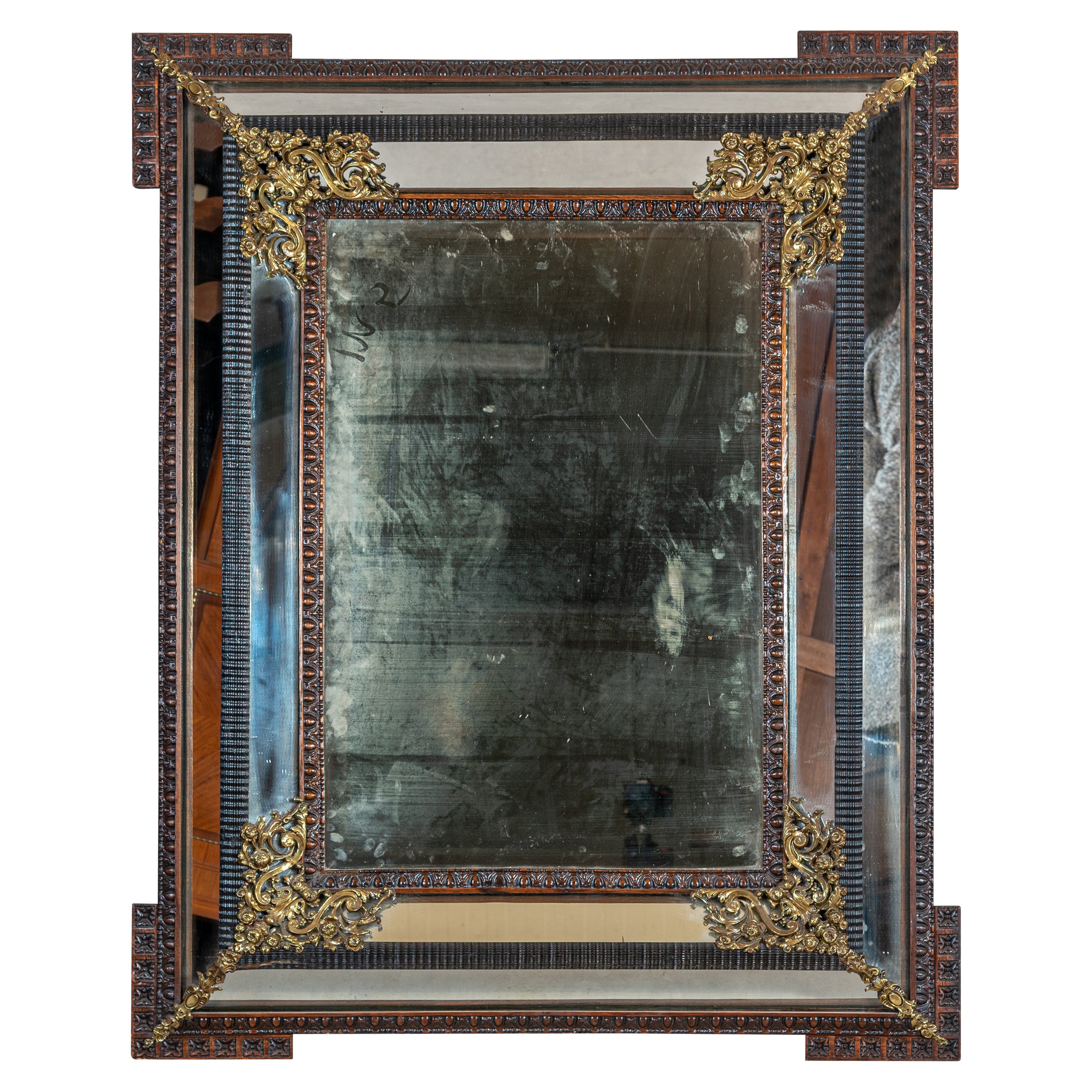 Französischer Spiegel im Napoleon III.-Stil des 19. Jahrhunderts mit Verschluss