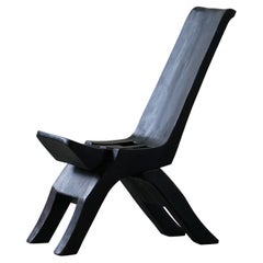 Foldable Oriental Wabi Sabi Chair in Solid Wood, Midcentury, 1960s