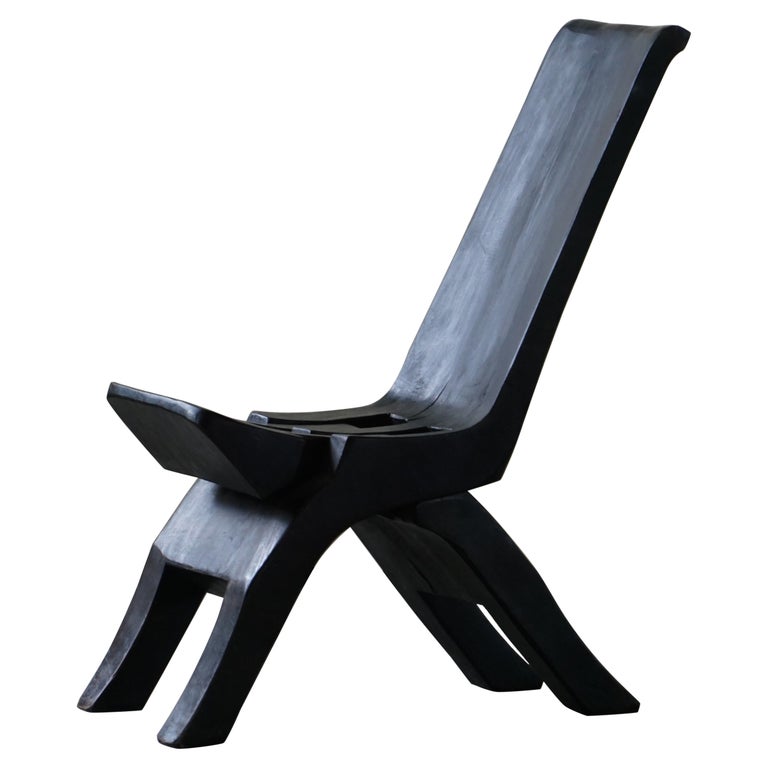 Chaise Orientale Pliable Wabi Sabi En Bois Massif, Milieu Du Siècle Années 1960