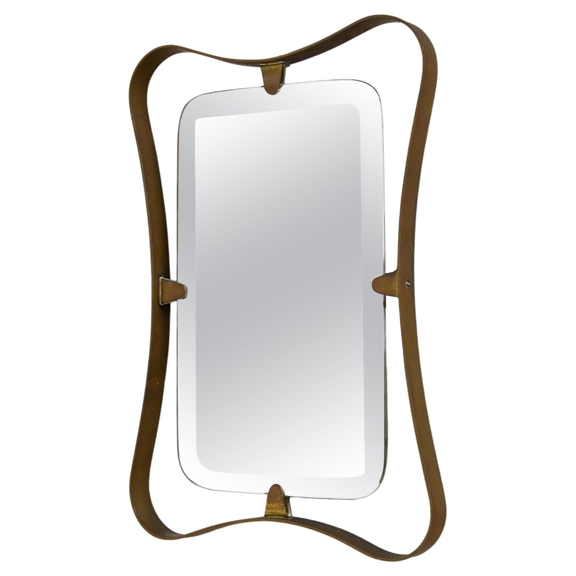Italian Wall Mirror by Fontana Arte in Brass, Original Label For Sale at  1stDibs