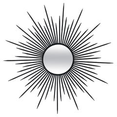 Brutalist Black Wrought Iron Sunburst Mirror, France, 1950s