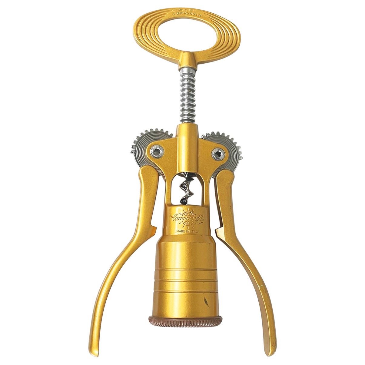 Italian Midcentury Gold Metal Corkscrew Mod. Big by Tullio Campagnolo, 1970s For Sale