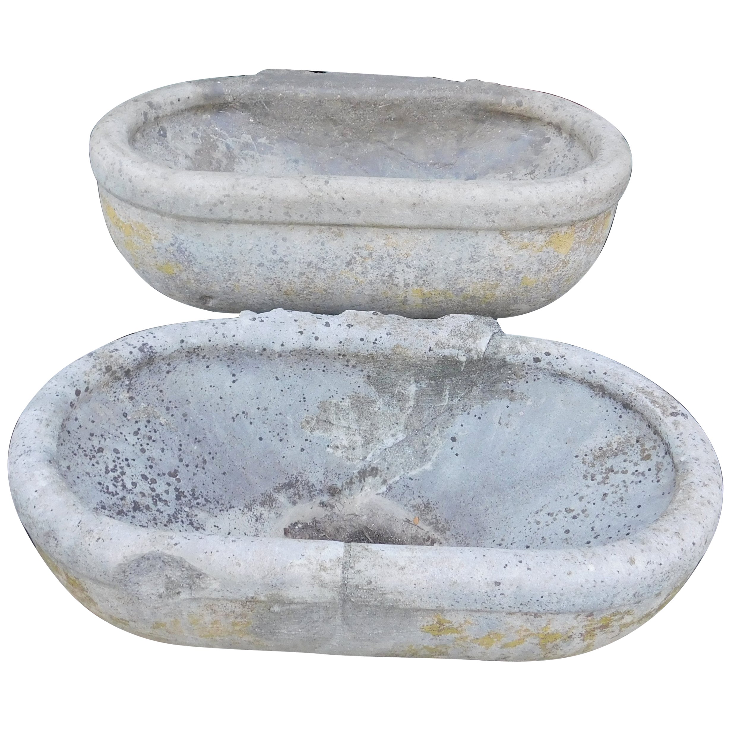 Pair of Old Sinks or Tubs, in Carved Stone, 1900s Italy For Sale