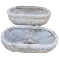 Pair of Old Sinks or Tubs, in Carved Stone, 1900s Italy