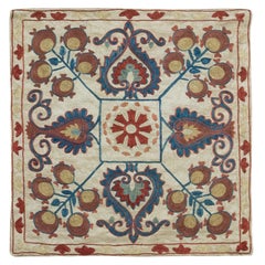Suzani Textile Cushion Cover, 100% Silk, Hand Embroidery Pillowcase