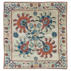 Handmade Asian Suzani Throw Pillow, Embroidered 100% Silk Cushion Cover