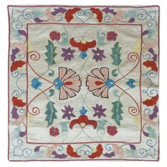 Handmade 100% Silk Suzani Cushion Cover, Embroidered Uzbek Lace Pillow