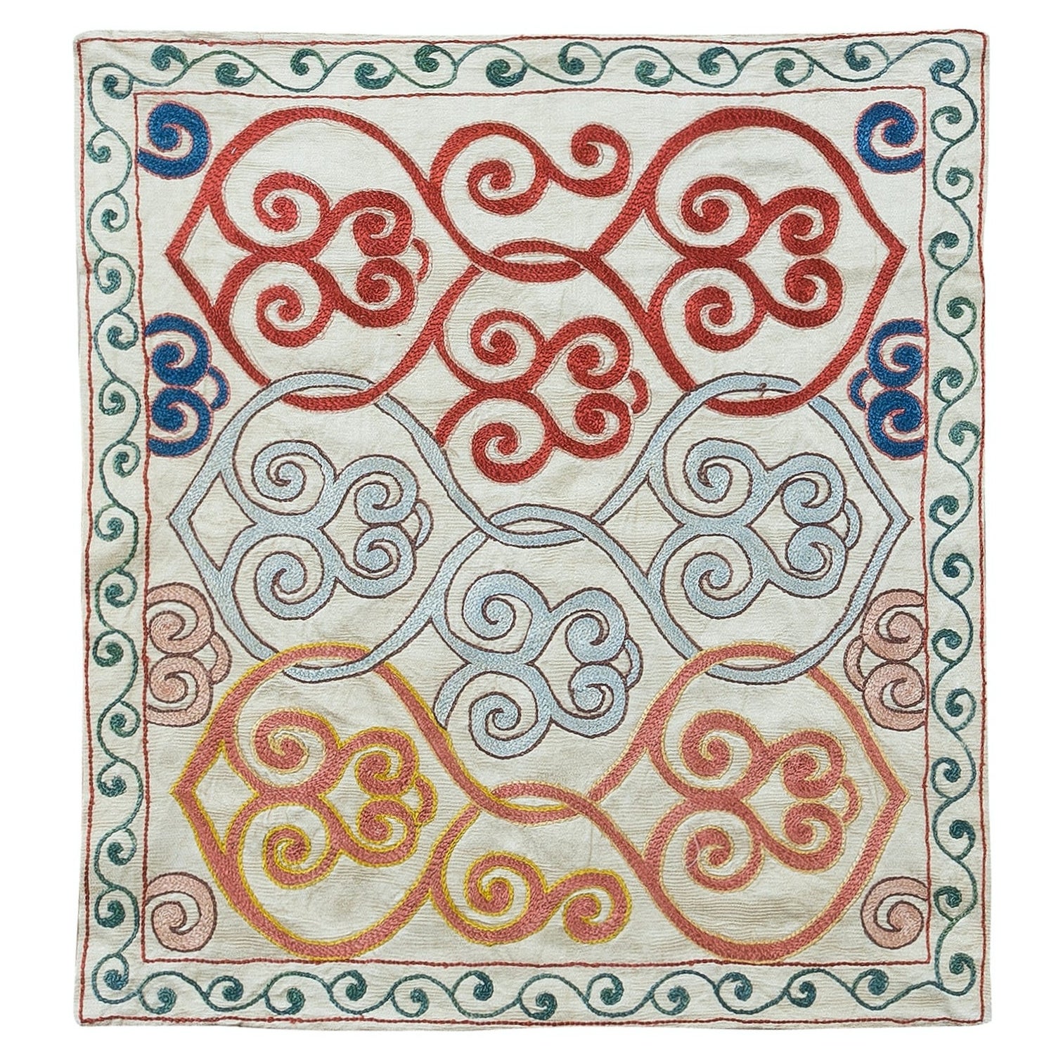 19"x20" Revêtement de coussin en tissu ouzbek Suzani, étui brodé, entièrement en soie