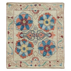 Uzbek Floral Pattern Suzani Cushion Cover, Embroidered Pillow, All Silk