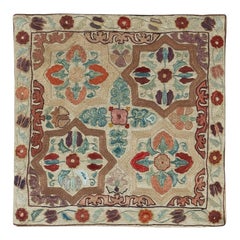 Home Decor 100% Silk Suzani Cushion Cover, Uzbek Hand Embroidery Pillow