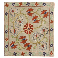 Suzani Textile Cushion Cover, 100% Silk, Floral Embroidered Pillowcase