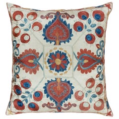 Decorative Suzani Cushion Cover, 100% Silk Hand Embroidered Lace Pillow