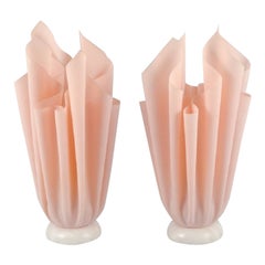 Vintage Georgia Jacobs, French Designer, a Pair of Rose-Coloured Table Lamps in Resin