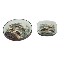 Retro Ivan Weiss for Royal Copenhagen, Two Faience Dishes, 1980-1984