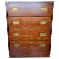 Vintage Campaign Style Highboy Dresser