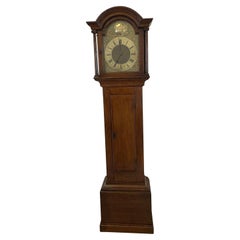 Antique Quality Oak Three Train Chiming Brass Face Longcase Clock