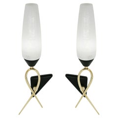 Maison Lunel French Midcentury Rotary Wall Light Pair, 1950s