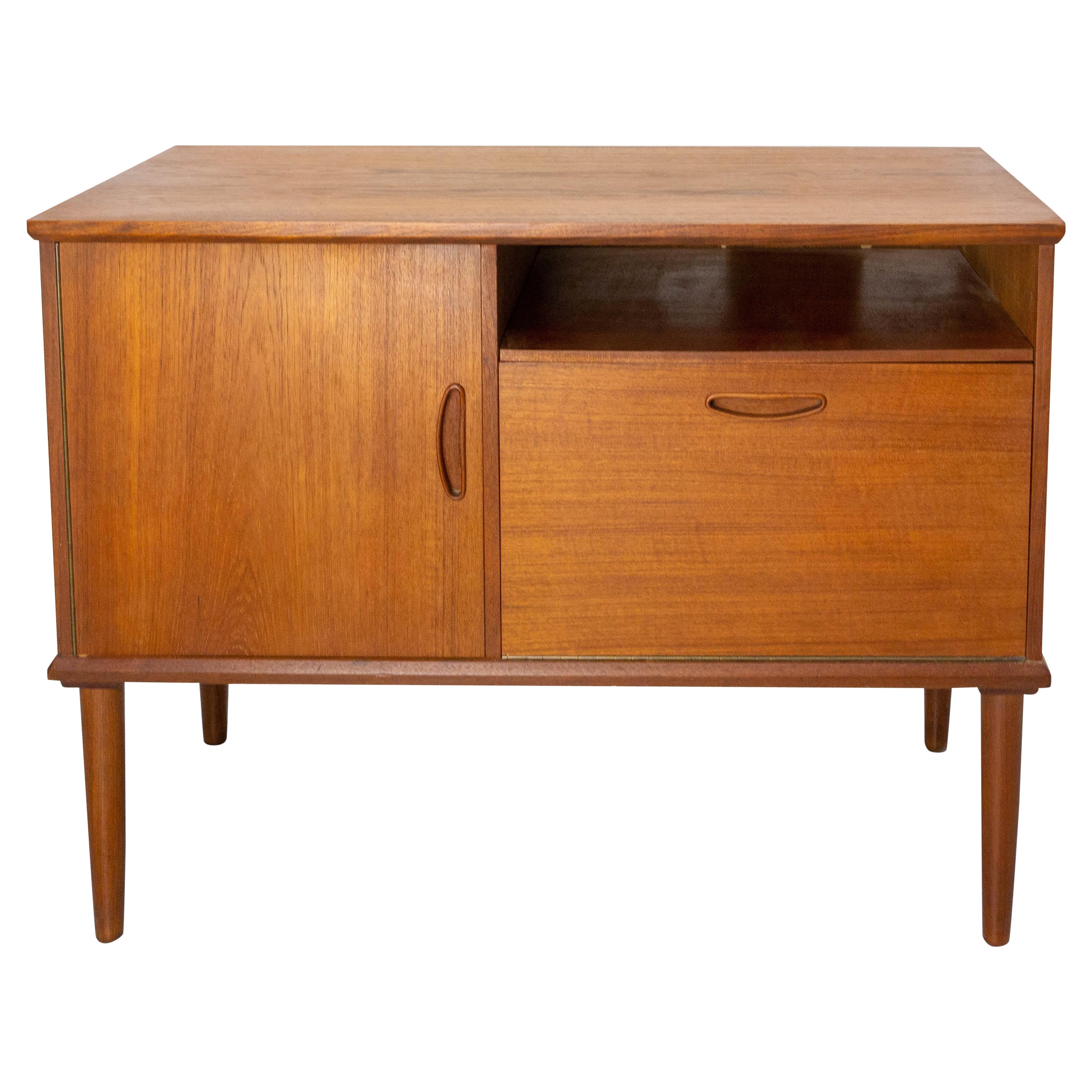 Danish Side or Hi Fi Cabinet, Teck, Typical of the 1950s, Midcentury For Sale