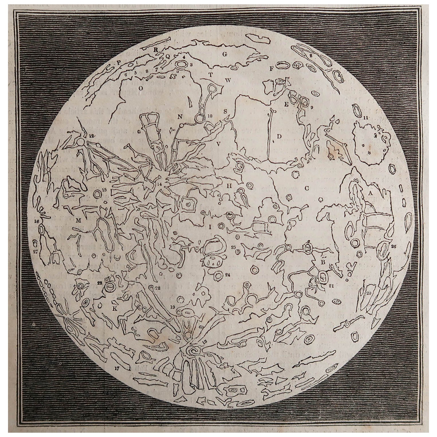 Original Antique Map of the Moon, 1833