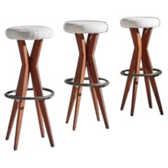 Antique 20th Century Italian Round Club Chairs Raised on Four Wooden Crossed Legs