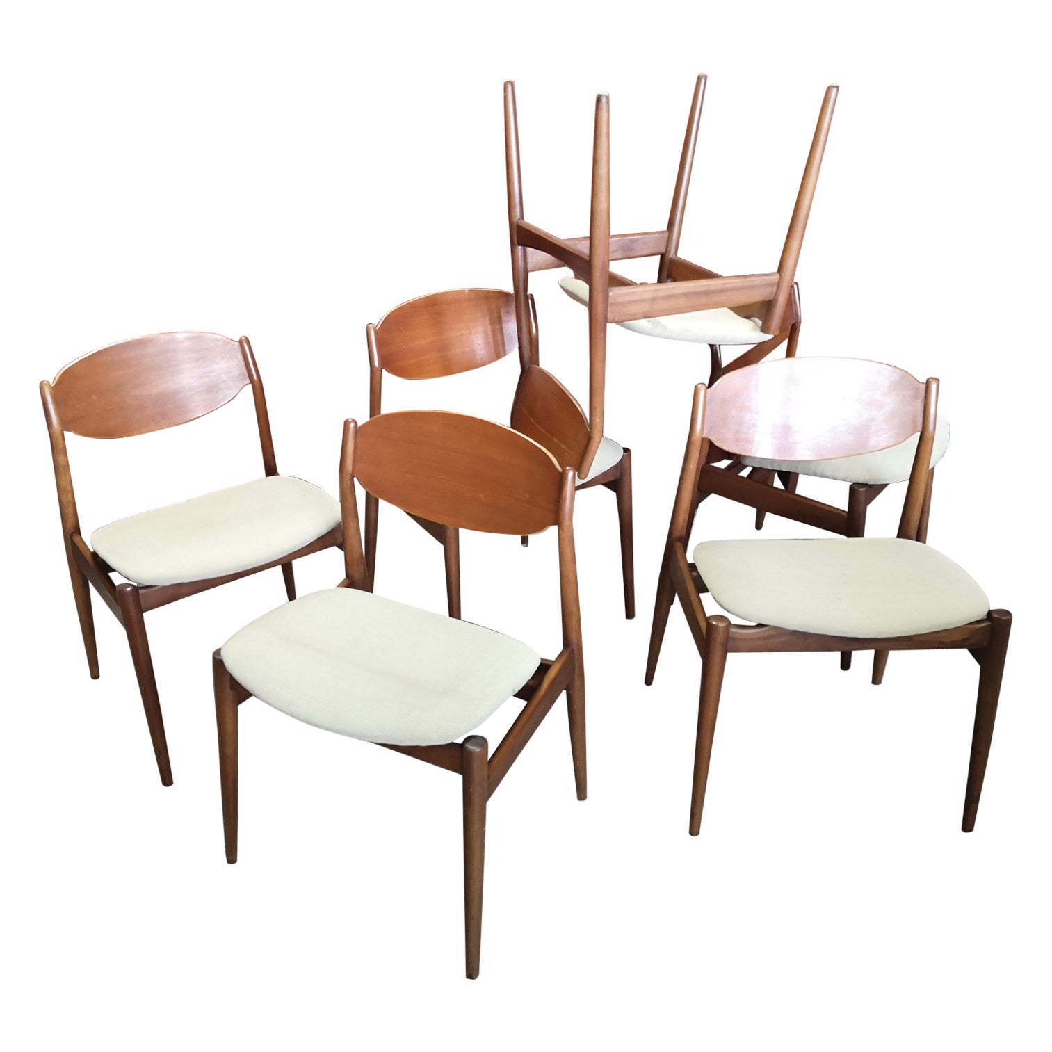 Ensemble de 6 chaises par Leonardo Fiori pour ISA, Italie, années 1960 en vente