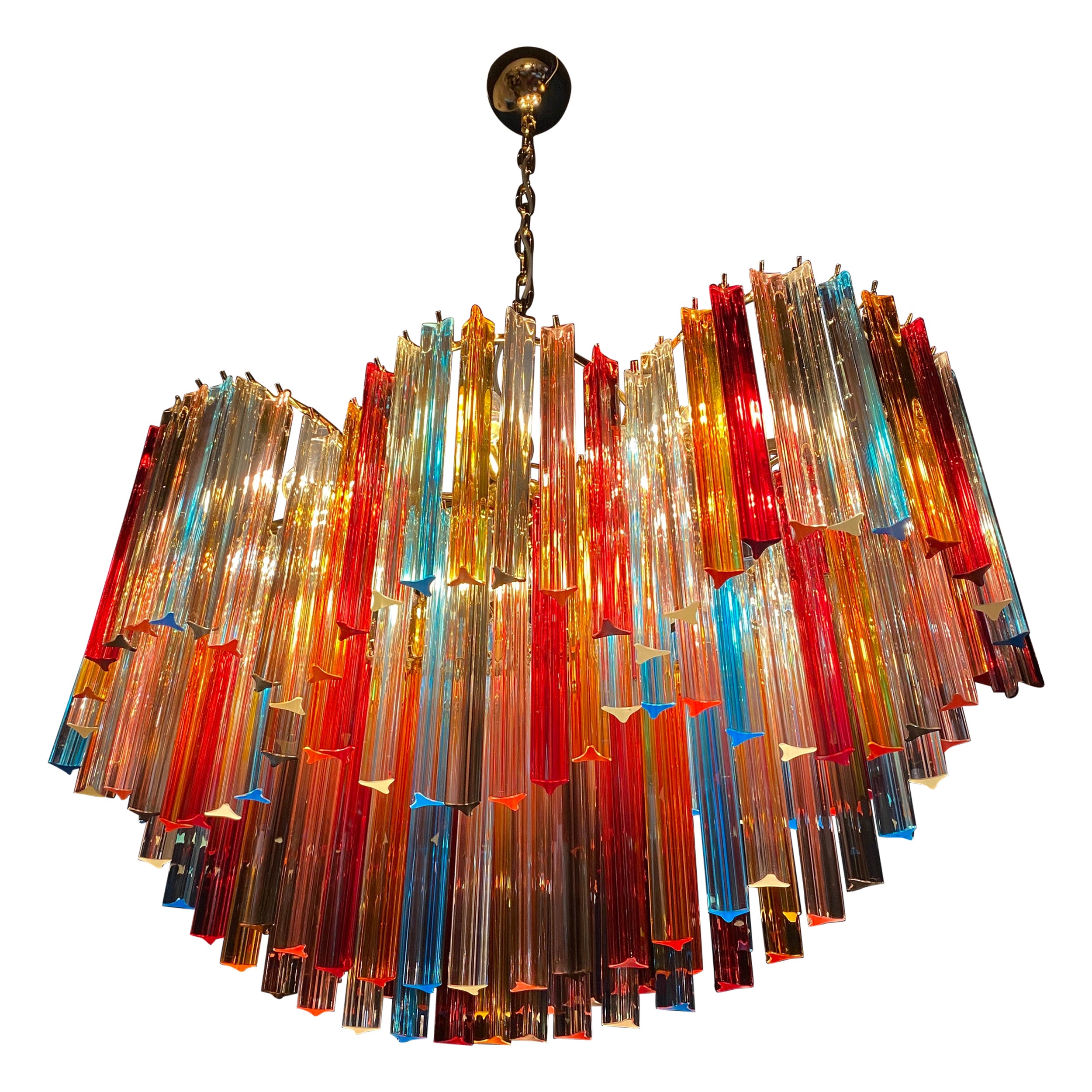 Spectacular Oval Shaped Multi-Color Triedi Murano Glass Chandelier