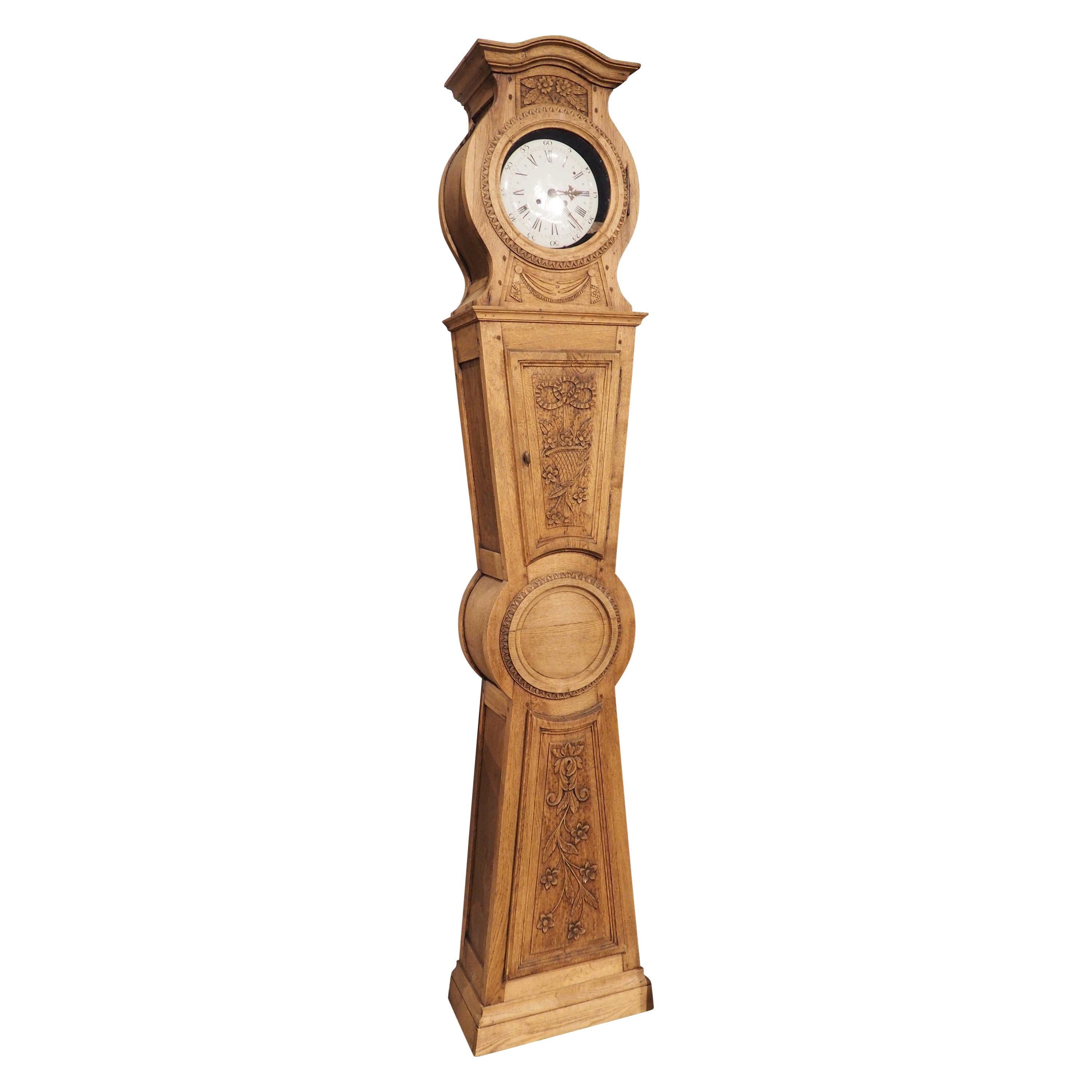 Antique Bleached Oak Louis XVI Style Demoiselle Clock Case, circa 1890 For Sale