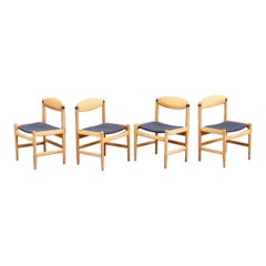 Vintage Set of Four Pine Chairs by Børge Mogensen, circa 1955