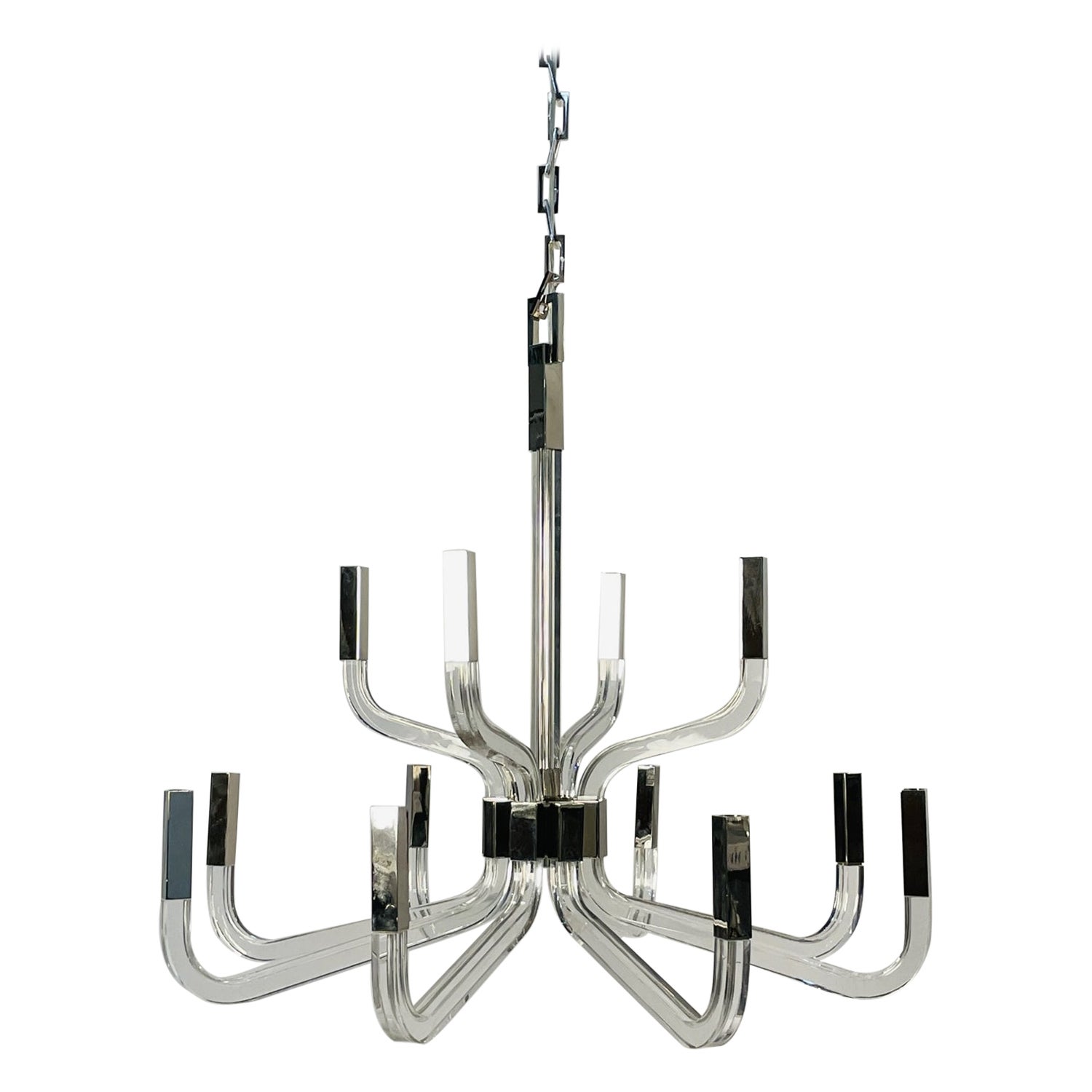 Crystal & Nickel 12 Arm Chandelier by Chapman & Myers for Visual Comfort