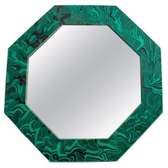 Hollywood Regency Faux Malachite Octagonal Mirror