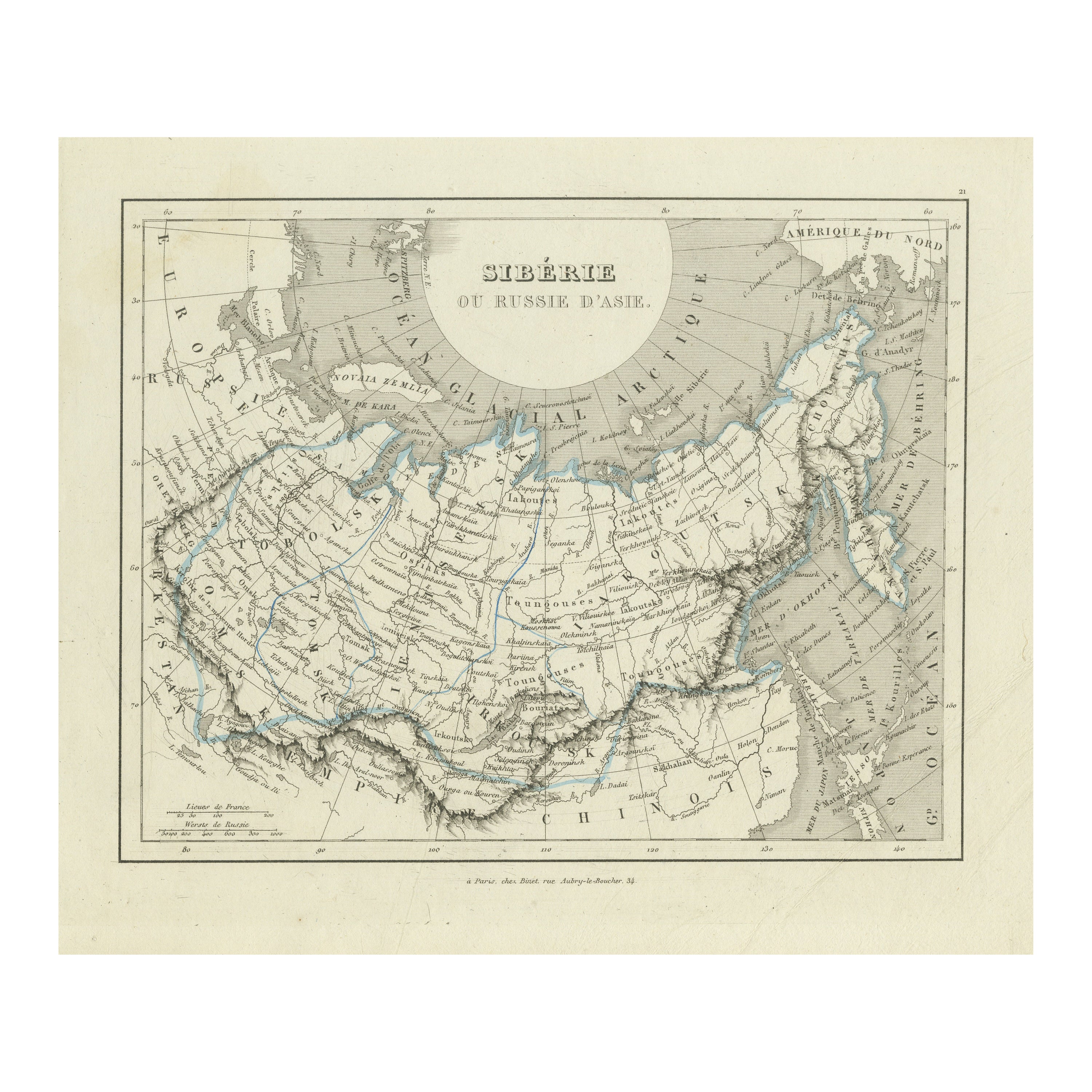 Antique Map of Siberia, North Asia