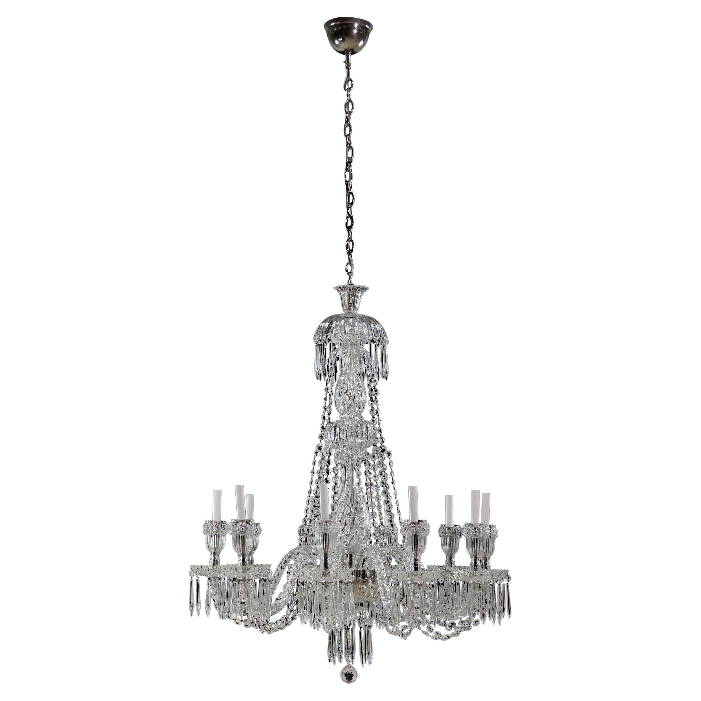 Heavily Draped Crystal Chandelier 12 Light Braided Arms For Sale