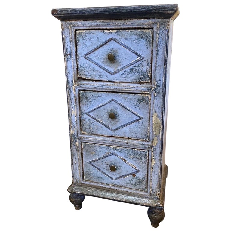 19th Century Painted Italian Nightstand with Drawers For Sale at 1stDibs