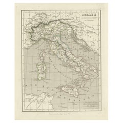 Antique Map of Italy and Other Regions Near the Adriatic Sea