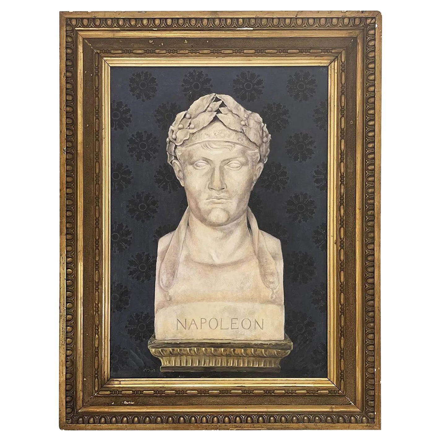 Dipinto a olio francese del XX secolo raffigurante Napoleone Bonaparte come imperatore, di S. Chapin