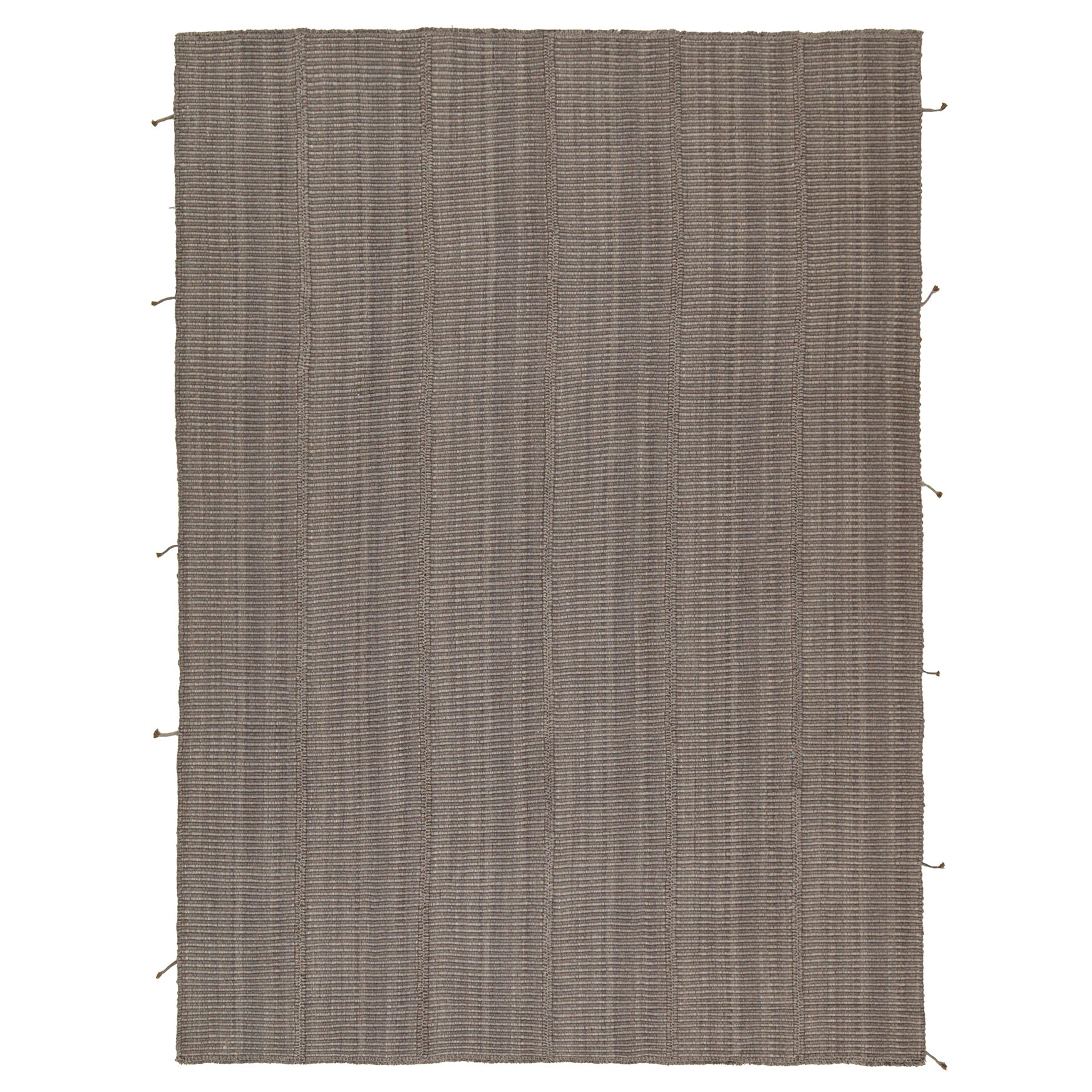 Rug & Kilim’s Contemporary Kilim Rug in Gray with Brown Accents