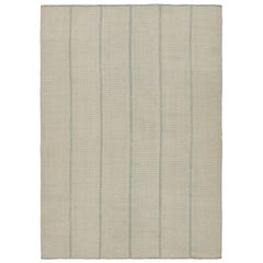 Rug & Kilim’s Contemporary Kilim Rug in Blue and Beige Stripes