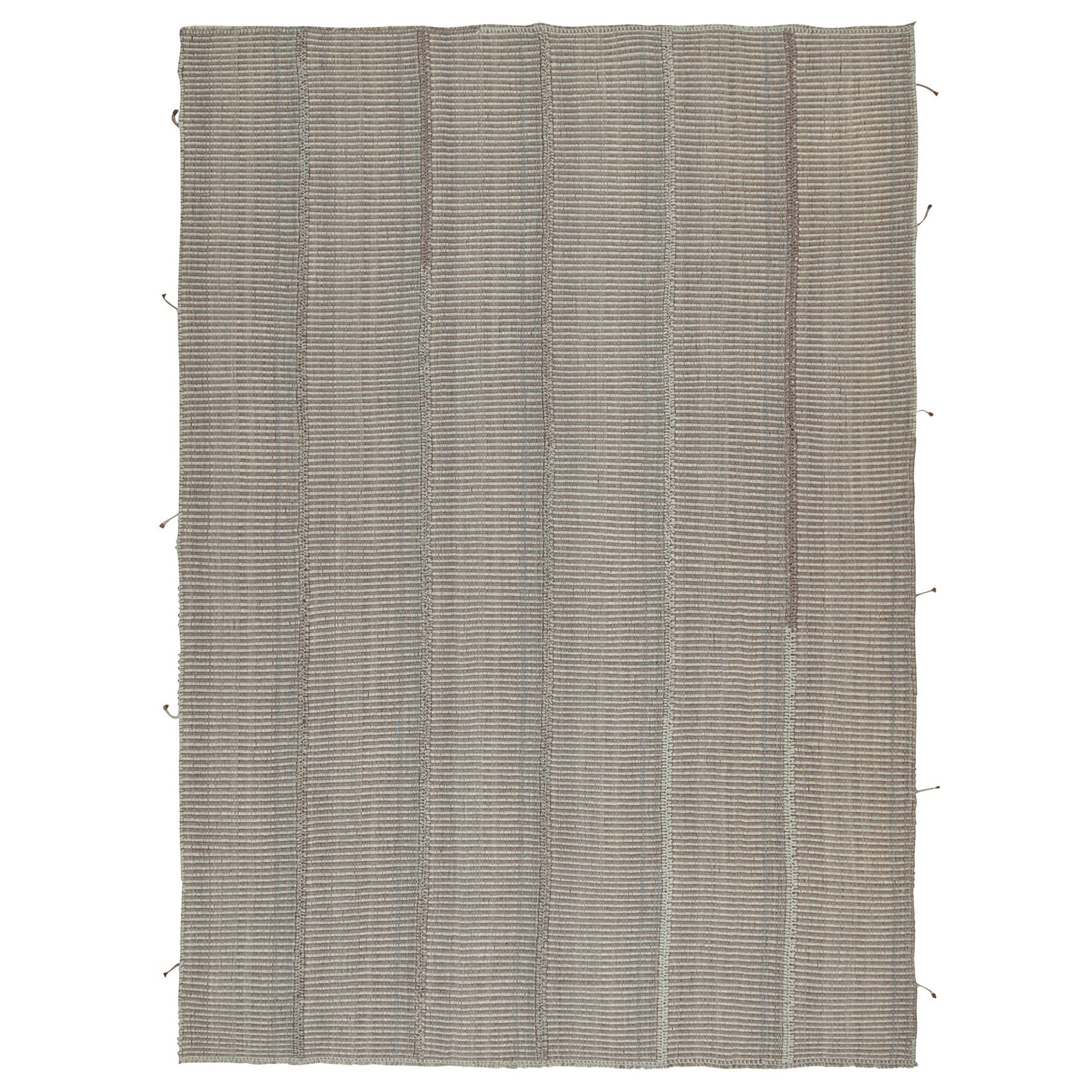 Rug & Kilim’s Contemporary Kilim Rug in Gray and Sky Blue Stripes For Sale