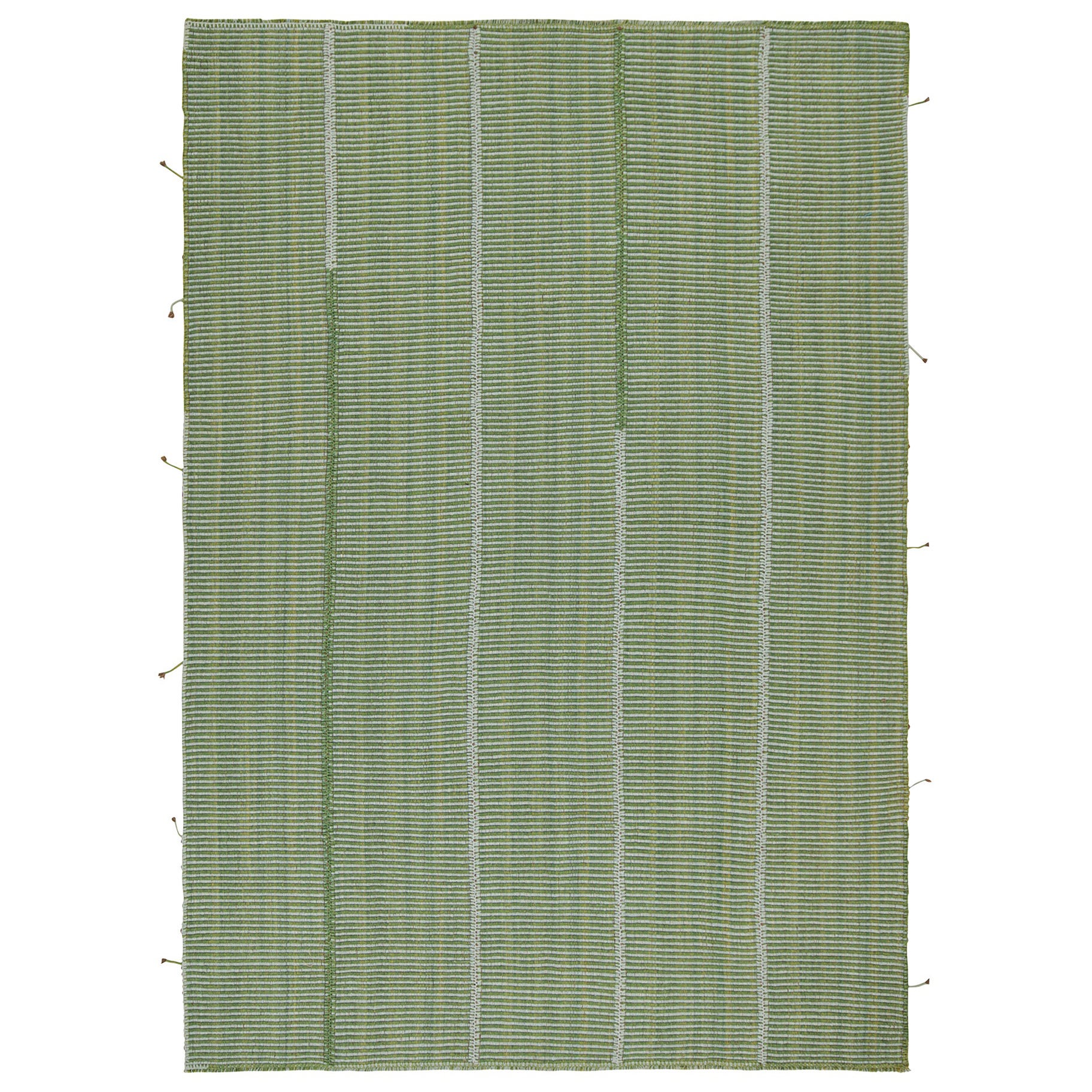 Rug & Kilim’s Contemporary Kilim Rug in Green and Blue Stripes For Sale