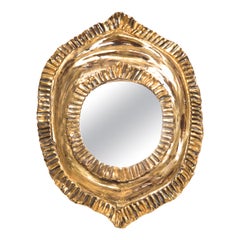 Midcentury Gold Decorative Mirror in Sunburst Frame, Italy, 1960s