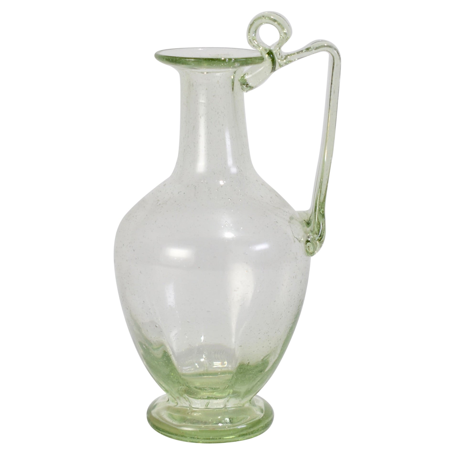 Green Glass Footed Vase For Sale at 1stDibs