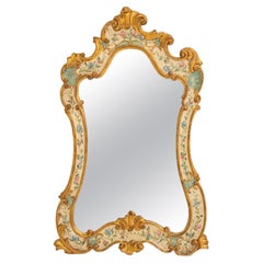 Venetian Rococo Style Parcel Gilt & Painted Mirror