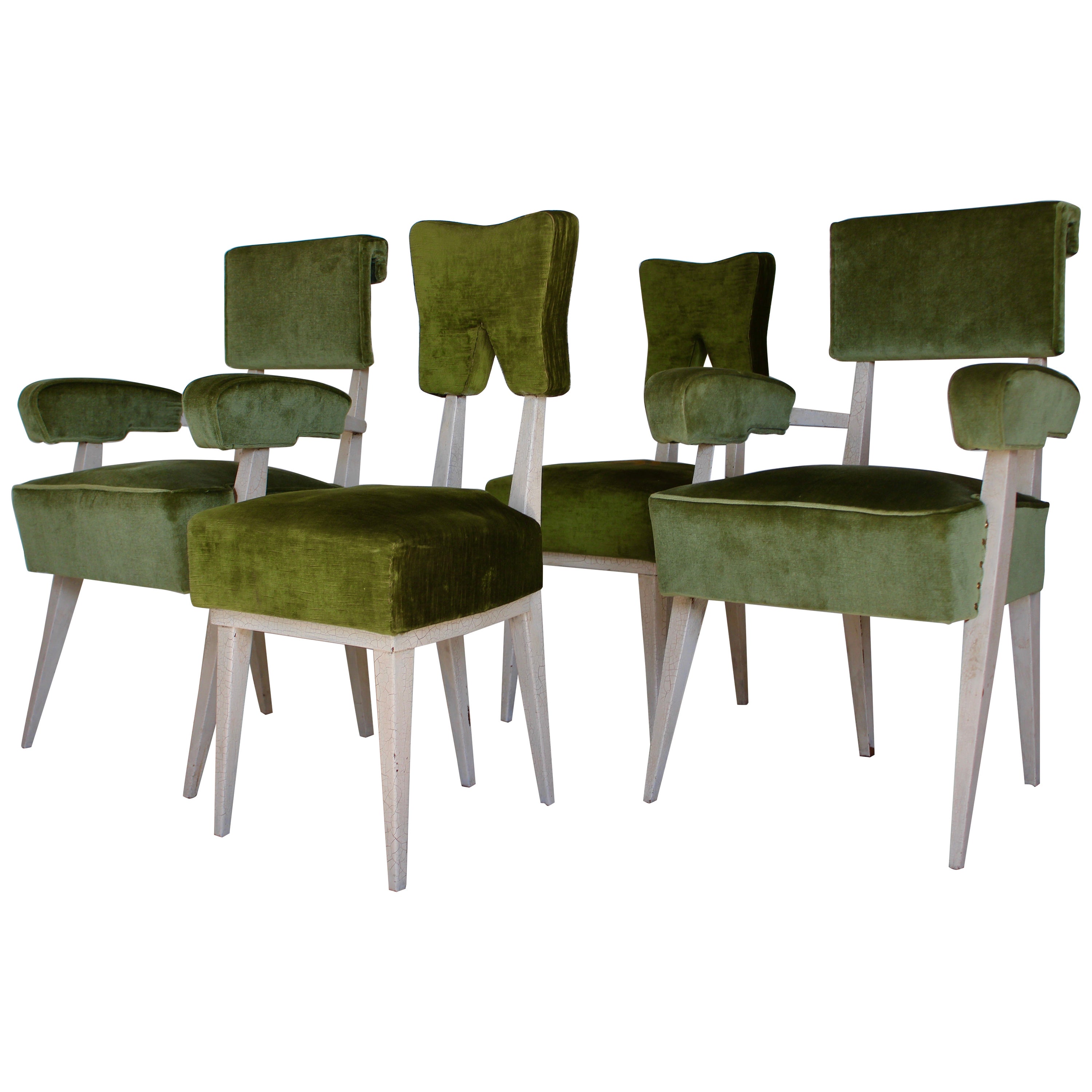 Mid-Century Modern Four Green Chairs Attribuited to Bbpr Studio, Italy, 1950s  For Sale
