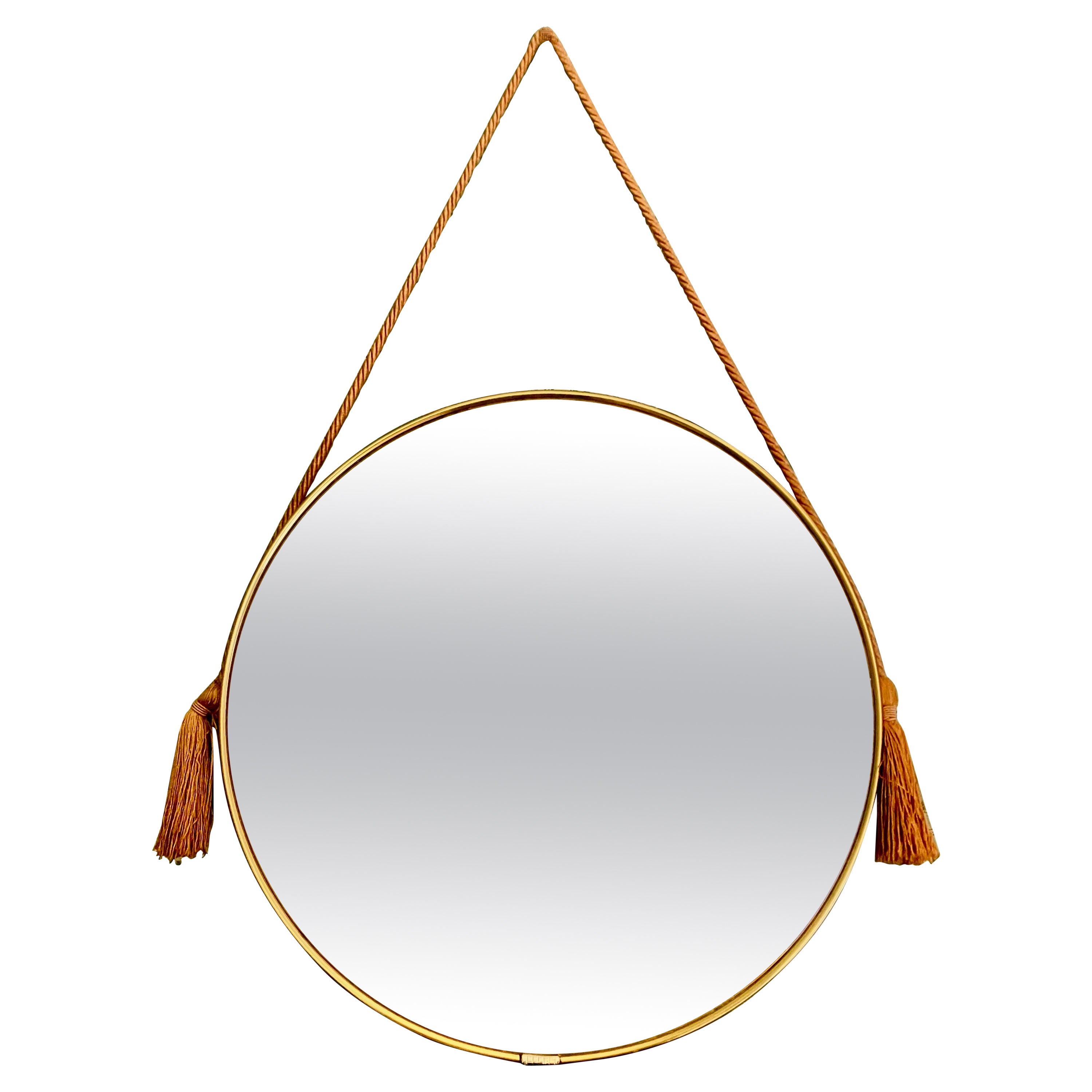 Mid-Century Modern Large Round Porthole Wall Mirror in Gold Brass by Curtis Jere For Sale at ...