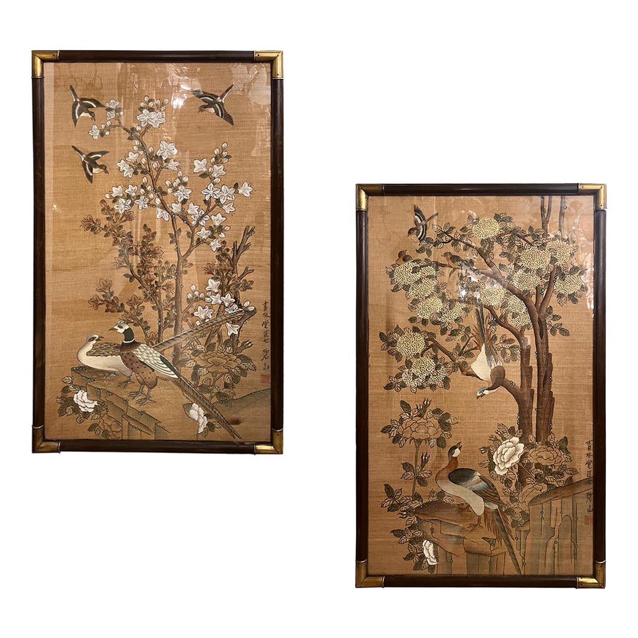 Pair of Painted Chinoiserie Panels For Sale