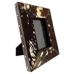 Brown Cowhide Picture Frame with Gold Leaf